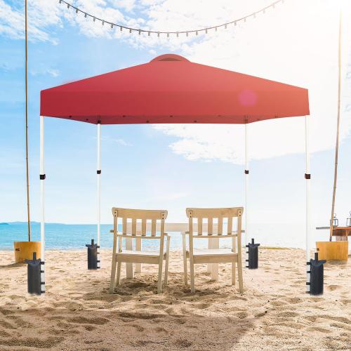 10x10 Pop Up Canopy Tent Party Tent Commercial Instant Canopies Shelter with Heavy Duty Roller Bag, Bonus 4 Sand Bags (Red)
