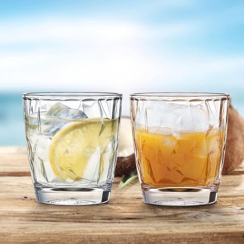 Topsky 10-ounce Water Tumblers | Set of 4 Transparent Unbreakable Drinking Glasses Clear Acrylic Reusable Juice Wine Cups for Home Picnic Party, Dishwasher Safe, Stackable (Transparent)