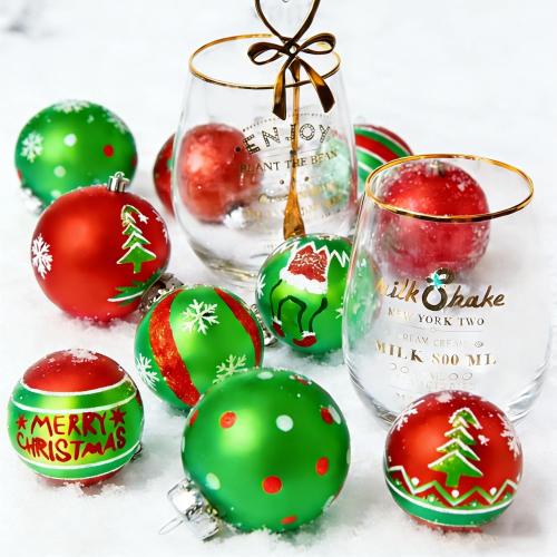Christma Ornament Set,12 Pcs Christmas Tree Hanging Decorations, 2.36 Inch Green and Red Grinch Christmas Balls, Shatterproof Christmas Ornaments for Xmas Tree, Holiday Party Decor