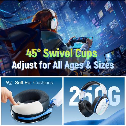Wireless Gaming Headset for Ps5, Ps4, PC, Switch, 2.4GHz BT5.3 | Competition-Grade Pinpoint | 7.1 Surround Sound for Total Victory | Noise-Canceling Mic |1500mAh All-Day Marathon 40H Battery