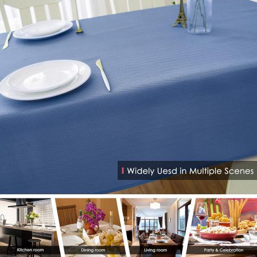 Melodieux Herringbone Jacquard Rectangle Tablecloth Waterproof Holiday Table Cover, Spill Oil Resistant Wrinkle Free for Kitchen Dining Party Tabletop Decoration, 52 x 70, Blue