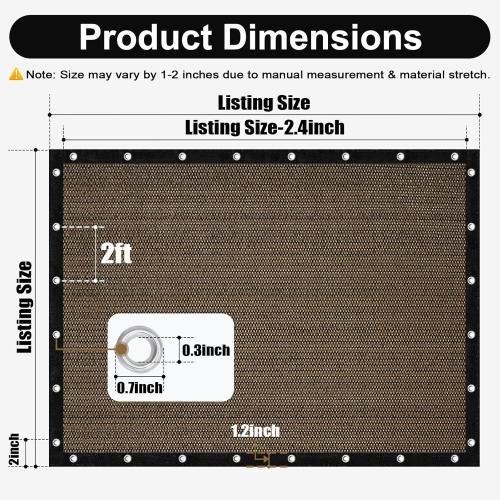 Artpuch 90% Sun Shade Cloth, 10 x 12 FT Pergola Shade Cover Canopy with Grommets, Sun Screen Fabric Tarp for Patio, Outdoor, Garden, Backyard, Mocha