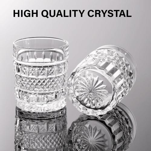 Whiskey Glasses Set of 4 with Luxury Box, 10oz Old Fashioned Whiskey Glasses Gift for Cocktails Rum Cognac Bourbon Liquor Rocks Glasses Men Gift(Mixed)