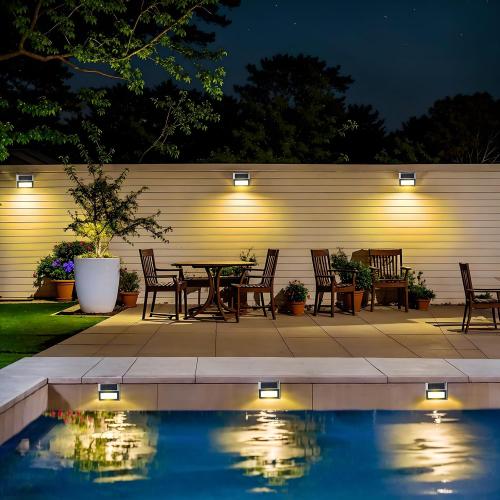 12 PCS JSOT Solar Fence Lights - Solar Lights Outdoor Waterproof, Outdoor Light Deck Light for Outside Garden Backyard Patio Yard Wall Stair Step Post 3LED Lighting, Warm Light