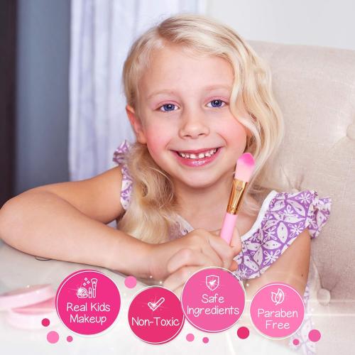 Kids Real Makeup Kit with Pink Unicorn Purse, Non Toxic Washable Make Up Set - Unicorn Toys for Girls Age 4-6, Girls Easter Basket Stuffers, Easter Gifts for Kids, Girl Gift Ages 3 4 5 6 7 8 Years Old