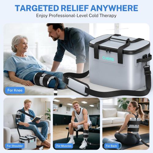 CUEME Ice Machine for Knee After Surgery, Programmable Timer Cold Therapy Machine, Knee Replacement Recovery System, Cryotherapy Pain Relief Pad for Shoulder, Hip, Ankle & Foot