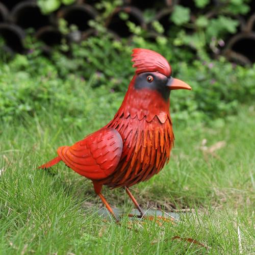 Shorayn Cardinal Garden Statues Large Red Bird Outdoor Decor Metal Yard Art Lawn Ornaments,Garden Birthday Housewarming Gifts for Women