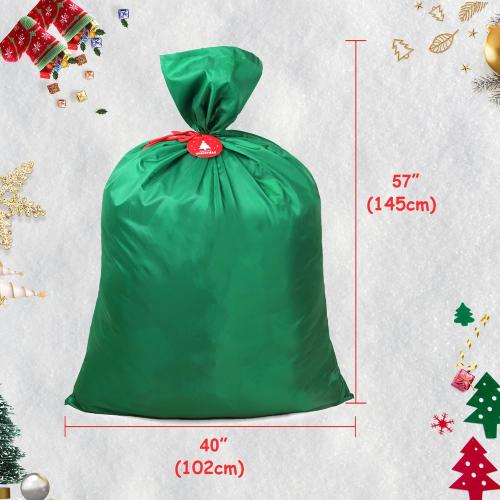 BeeGreen Giant Santa Sack Bag, Extra Large 56 H x 40 W for Huge Christmas Gifts, Reusable Fabric Gift Bags with Name Tag Card and Rope for Christmas