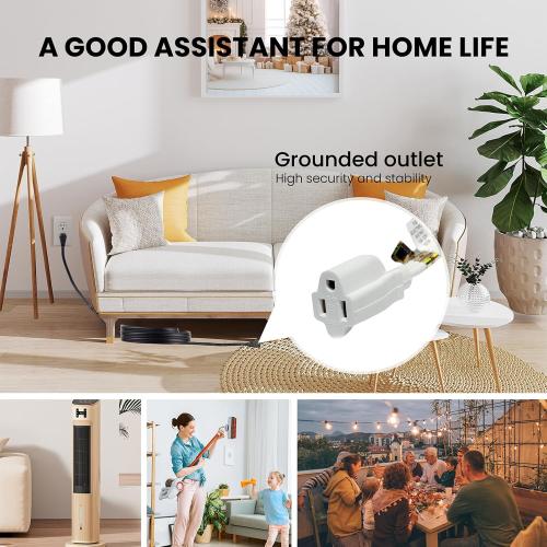 YOJOE Indoor Extension Cord, 3 Prong Grounded 13A Power Cord, 16 Gauge Heavy Duty 10 ft White Flat Plug Extension Cord for Home, Office, 16/3 SPT-3 UL Listed