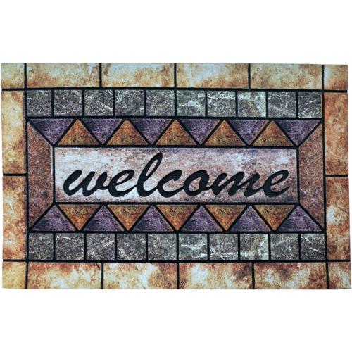Door Mat Welcome Mat, Heavy Duty Door Mat 17.7 x 29.5 Inch Front Door Rug Doormat for Outdoor Entrance Home Non-Slip Rubber Rug for Front Door, Outside, Entryway, Patio (Brown Welcome)