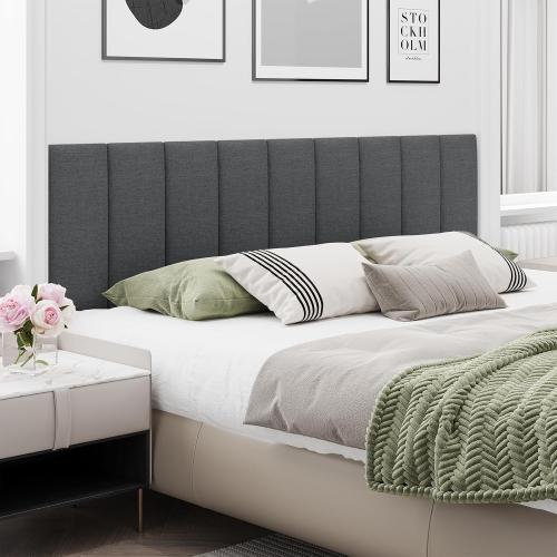 Color Beige Upholstered Headboard for Queen Size Bed, Wall Mounted & Peel and Stick Headboard, Soundproof DIY Wall Panels, Fabric Tufted Head board in Modern Design for Bedroom (9 Panels, Each 23.62x9.84）