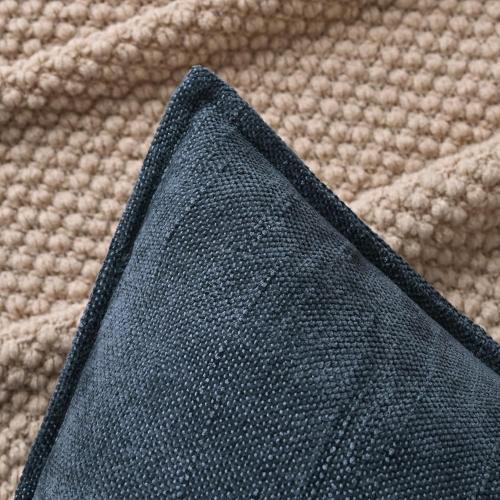 Set of 2 Soft Textured Decorative Throw Pillow Covers 16x16 Inch Cozy Farmhouse Cushion Cover Square Accent Pillow Cases for Bed Couch Sofa Living Room, Grey Blue