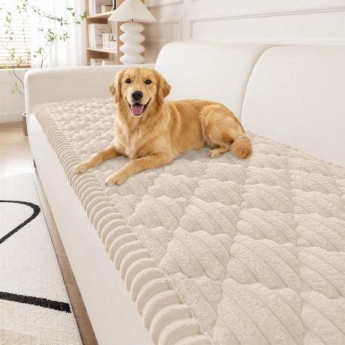 Smiry Pet Couch Covers for Dogs Washable, Non-Slip Fuzzy Couch Covers for 3 Cushion Sofa Pet Friendly, Soft Thick Furniture Protector Sofa Slipcover Mat for Dogs (Apricot, 27.6 x 70.9)