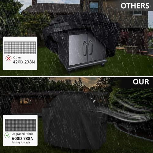 Ultimate Durable Grill Cover for Weber Genesis 300 & Genesis II 300 Series Grills,Heavy Duty Waterproof Rip-Proof 58 BBQ Cover,Fade Resistant 7130 Gas Grill Cover with Strap for Weber 3 Burner Grill