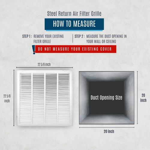 Fits 20x20 Duct Opening | Filter Included Steel Return Air Filter Grille by Handua [Removable Door] | Vent Cover Filter Grill | White | Outer Dimensions: 22 5/8W X 22 5/8H