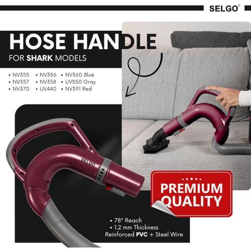 Upgraded Replacement Hose Handle - Premium Quality Shark OEM Vacuum Cleaner Hose Handle - Shark Navigator Rotator Lift-Away Upright for CU520 Series (Burgundy)