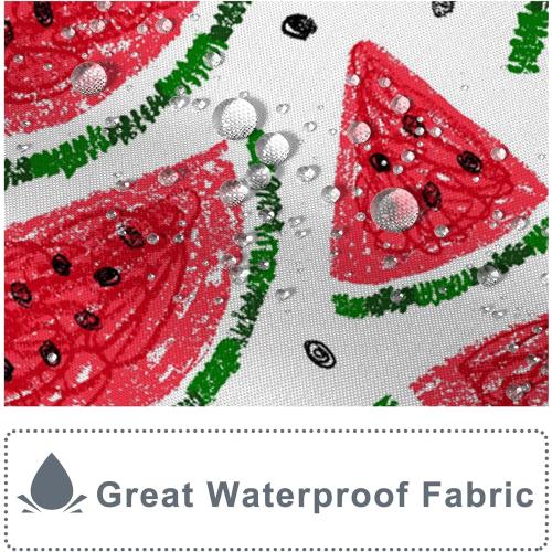 AOFOTO Watermelon Pattern Printed Shower Curtain with White Tassel Cartoon Red Watermelon Summer Theme Shower Curtains for Bathroom Waterproof Fabric Bath Curtain Kid's Bedroom Decoration 47x70 Inches