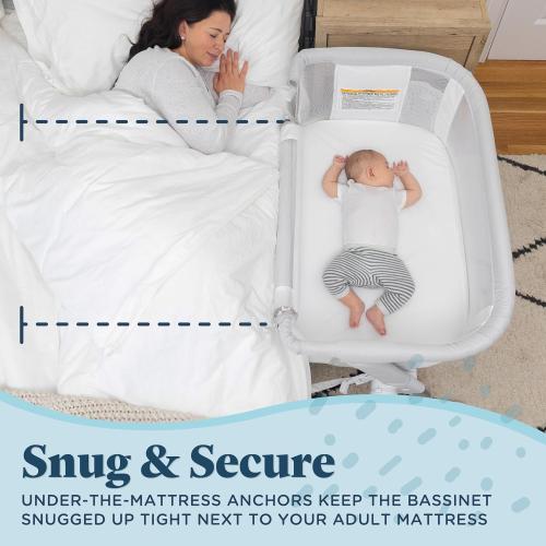 Baby Delight Beside Me Dreamer Bassinet | Bedside Sleeper | 7-Position Height Adjustment | Driftwood Grey