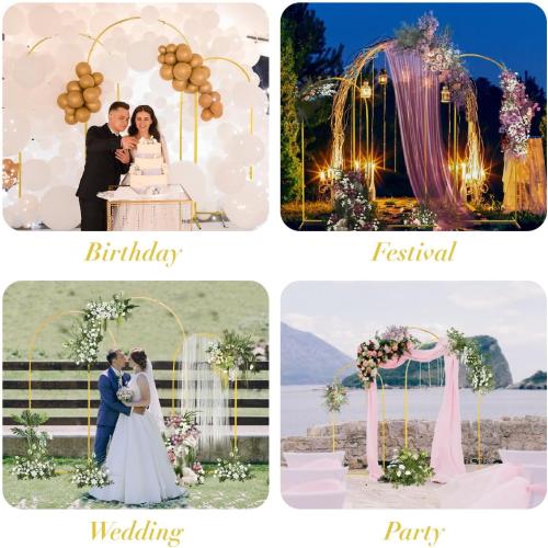 Wedding Arch Backdrop Stand 7.2FT, 6.6FT,6FT Set of 3 Gold Metal Arch Backdrop Stand for Wedding Birthday Party Baby Shower Graduation Floral Balloon Ceremony Decoration(Gold, 7.2FT, 6.6FT, 6FT)