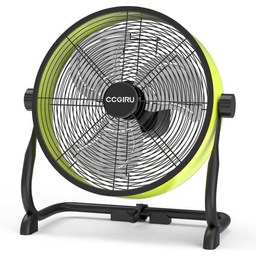 12 Inch Battery Operated Fan, Portable Rechargeable Cordless Fan High Velocity Heavy Duty Metal Floor Fan for Camping Hurricane Home Warehouse