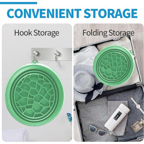 2PCS Face Ice Bath Bowl Foldable Basin with Built-in Ice Tray Collapsible Silicone Bowl for Dipping Face Bath Portable Spa Tool for Home & Travel Reducing Puffiness (Green)