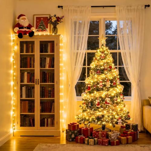 JMEXSUSS 100 LED String Lights Indoor Bedroom, 8 Modes Warm White Christmas Lights Plug in, 33ft Connectable Room Fairy Twinkle Light Outdoor for Mirror Room Home Garden Xmas Tree