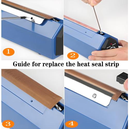 Impulse Sealer 16 inch Manual Heat Sealer Machine with Adjustable Heating Mode, ABS Shrink Wrap Bag Sealers for Plastic PE PP Bags, Portable Poly Bag Sealing Machine with Extra Replace Kit (white)