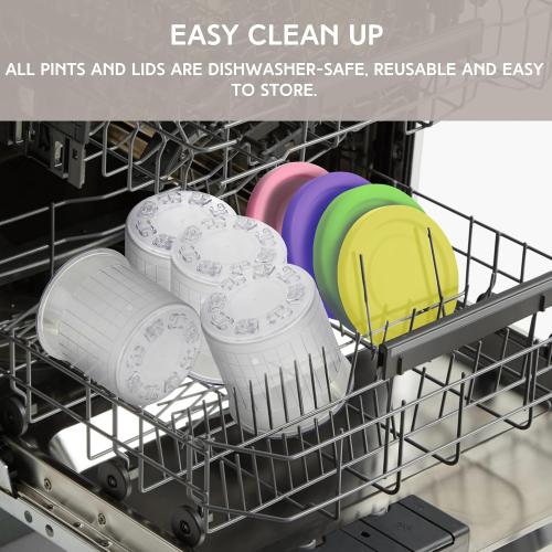 Ninja Creami Pints and Lids - 4 Pack Ninja Creami Containers, 16oz Creami Pint Containers Compatible with Ninja NC299AMZ & NC300s Series Ice Cream Maker - Dishwasher Safe & Good Sealing