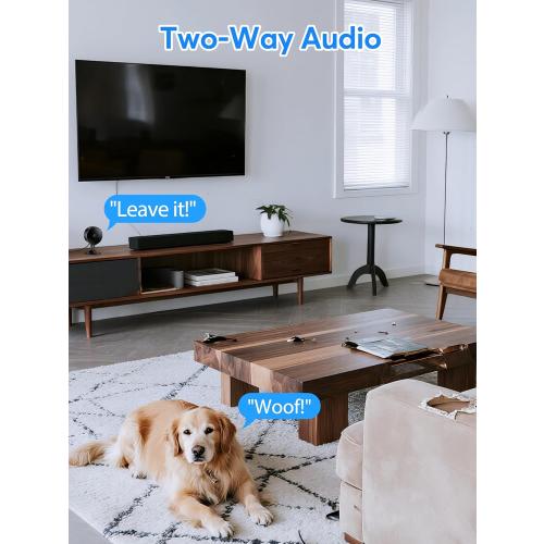 Indoor Security Camera 2K 3MP, Motion & Sound Detection, Real-Time Alerts, Two-Way Audio, Works with Alexa & Google Assistant, Home Security Camera with 256GB SD & Cloud Storage, Black, 2.4GHz