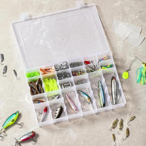 Clear 4Pack of Plastic Organizer Container Box,36 Large Grids Clear Plastic Organizer Box with Adjustable Dividers Craft Organizers (Clear-4pack-144 Grids)