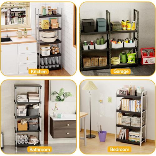 4 PCS Wire Rack Covers for Pantry Wood Grain, 33'' W * 16'' D (Ready to Use) Faux Wood Shelf Covers for Wire Shelving, Rustic Closet Shelves Covering Toppers - Bathroom, Kitchen, Garage (Black)