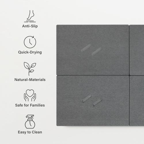 Dorai Home Stone Bath Mat for Bathroom | Quick-Drying Diatomaceous Earth Shower Mat, Non-Slip Natural Stone Modern Bathroom Rugs, Customizable Design | Slate, Large - 32.1 x 22.8 x 0.6