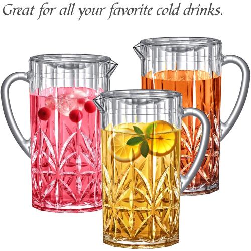 Amazing Abby - Stately - Acrylic Pitcher (80 oz), Clear Plastic Water Pitcher with Lid, Fridge Jug, BPA-Free, Shatter-Proof, Great for Iced Tea, Sangria, Lemonade, Juice, Milk, and More