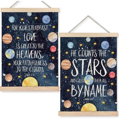 URLLUAE Solar System Poster Hanger Frame, Space Nursery Wall Art Decor,Solar System for Kids,Outer Space Room Decor for Boys Room,16x24 Inches Set of 2