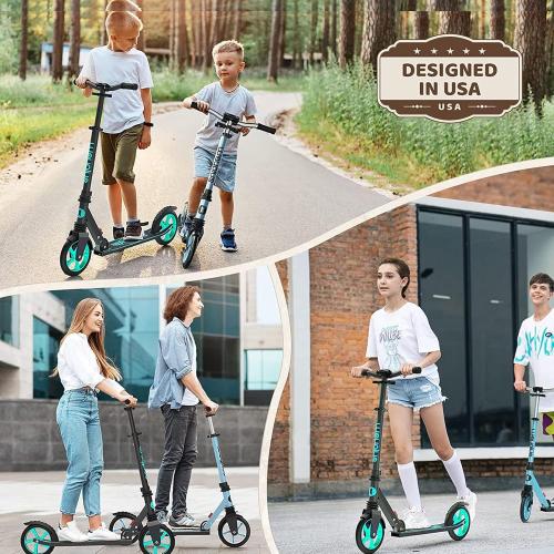 Kick Scooter for Ages 6 ,Kid, Teens & Adults. Max Load 240 LBS. Foldable, Lightweight, 8IN Big Wheels for Kids, Teen and Adults, 4 Adjustable Levels. Bearing ABEC9
