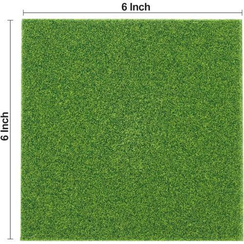 4 Packs Artificial Grass, 6x6 Inch Fake Grass Decor for School Diorama Projects, Party Decorations, Miniature Fairy Garden & Dollhouse Crafts Accessaories, Pet Activity Area