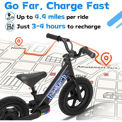Hiboy Electric Balance Bike for Kids, 12-Inch Tires, 5.6/9 mph, Adjustable Seat, Up to 4.9 Miles, Electric Bike for Kids Ages 3–5