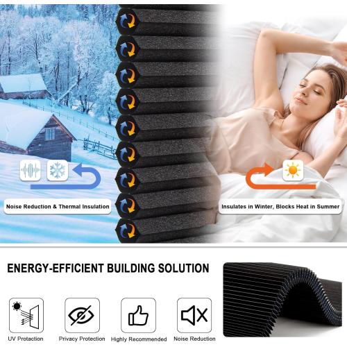 Size 35 1/2 W x 64 H Color Black No Drill Cellular Shades for Indoor Windows, Thermal Insulating & Noise Reducing Honeycomb Blinds, Free Stop Cordless Blackout Shades, Black,