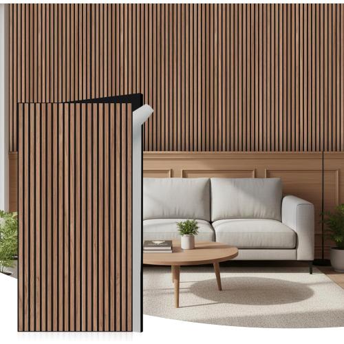 WoveN SounD Acoustic Wall Panels, Teak, 10 Pack, 47.2x23.6 in | Self-Adhesive, Peel and Stick, NRC 0.95, Premium Sound, Echo Proof, Slat Decor, Studio, Home, Office, Media Room