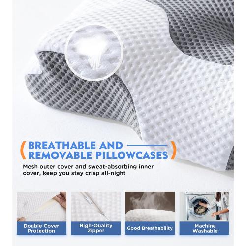 Osteo Cervical Pillow for Neck Pain Relief, Hollow Design Odorless Memory Foam Pillows with Cooling Case, Adjustable Orthopedic Bed Pillow for Sleeping, Support for Side Back Sleepers