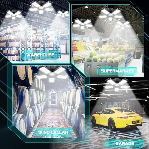 LED Garage Light - 160W 16000LM 6500K LED Garage Ceiling Lights, Screw in Shop Lighting 5 1 Deformable Panels for Attic, Basement, Workshop, E26/E27 (1)
