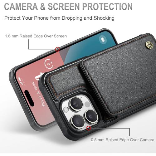 Vinich for iPhone 16 Pro Max Wallet Case with Card Holder, Black