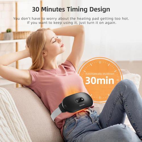 Portable Cordless Heating Pad Cramps:COSYGLOW 6 Heat Levels 6 Massage Modes, 3S Fast Heating,Period Menstrual Electric Heating Pad for Back Pain Relief,Gifts for Women and Girls(Black)