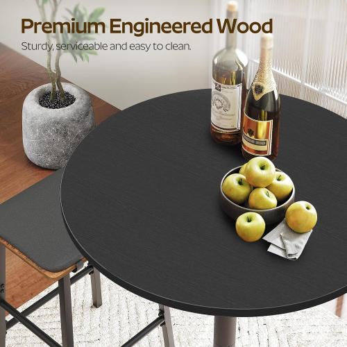 YATINEY Bar Table, Round Bar Table Set of 2, Counter Height Table, Pub Cocktail Table, Metal Frame, for Bistro, Dining Room, Living Room, Terrace, Black BT05L2BB