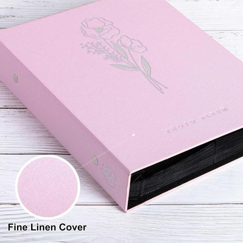 Lanpn Photo Album 4x6 400 Pockets, Linen Photo Albums Holds 400 Vertical Pictures Only Pink