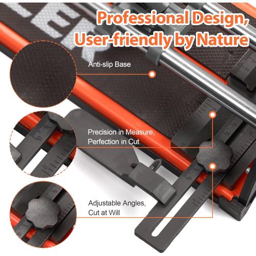 Manual Tile Cutter, 14 Inch Professional Ceramic Tile Cutter with Durable & Sharp Tungsten Carbide Cutting Wheel, Tile Cutter Tools for Cutting Porcelain Floor with Anti-slip Handle & Feet