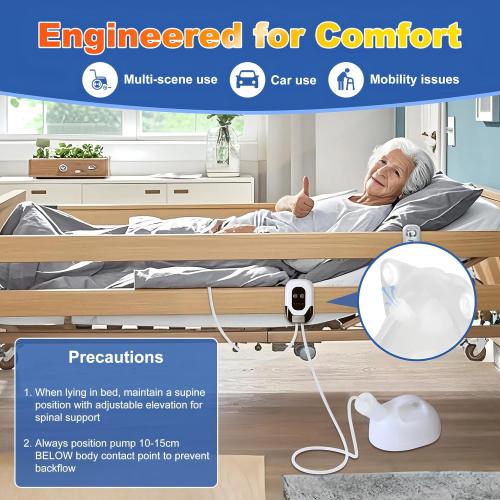 2025 Intelligent Female Electric Urinal with Non-Invasive Sensitive Sensor Technology for Automatic Start, Bed Rest Anti-Leakage Design, 2000mL Large Capacity, 6.5 ft Catheter