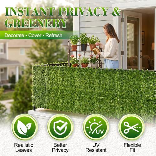 120x40 Artificial Ivy Privacy Fence Screen, Faux Greenery Backdrop Ivy Vine Leaf Hedges Wall Fence Panels Green Wall Decor for Patio, Balcony, Garden, Backyard Indoor Outdoor