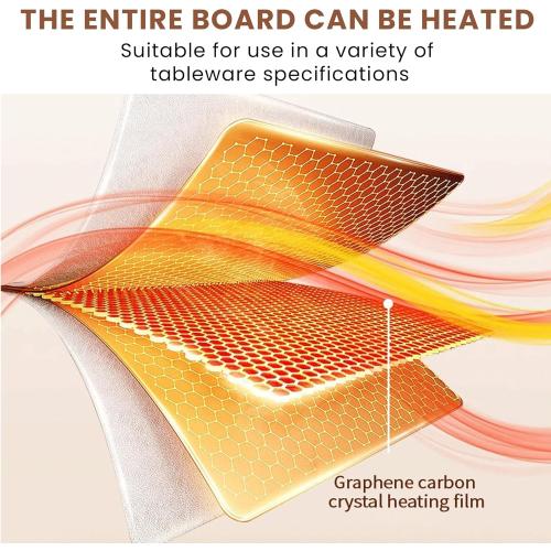 Food Warming Mat - Portable Electric Food Warmer - With Silicone Pad for Easy Cleaning - for Parties - Home Use - Foldable (Beige)