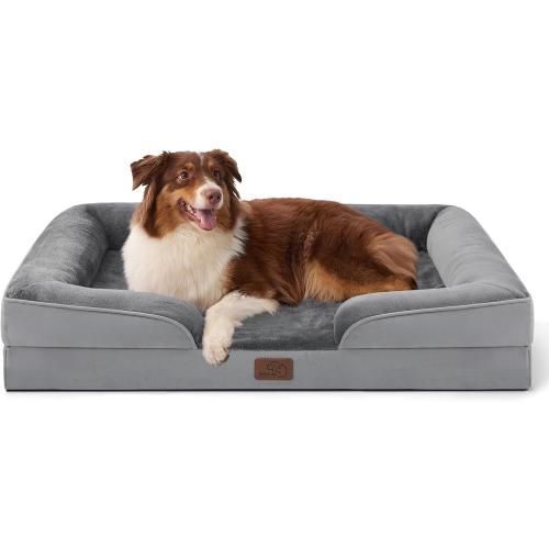 Bedsure Orthopedic Dog Beds Large Sized Dog - Washable Large Dog Cat Bed Waterproof, Comfort Dogs Couch Sofa with Washable Removable Cover, Pet Bed with Nonskid Bottom, Grey, 35